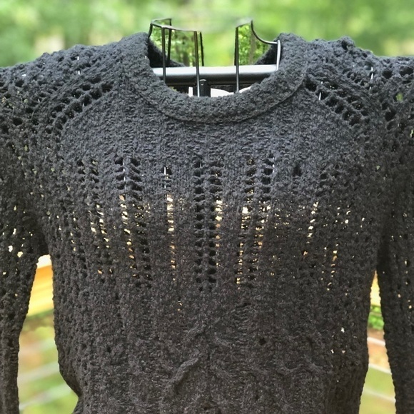 Neiman Marcus Inhabit Wool Blend Open Stitch Sweater SP Wednesday Addams Goth - Picture 2 of 5